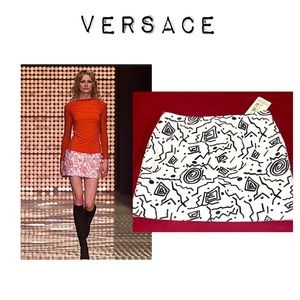 NWT Versace Runway White Leather 90’s skirt